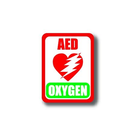 Ergomat 12in x 9in RECTANGLE SIGNS - AED OXYGEN DSV-SIGN 108 #2309 -UEN